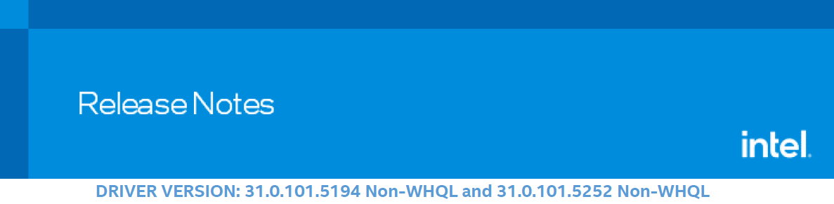 Intel device driver v31.0.101.5252 - sample from PDF documentation